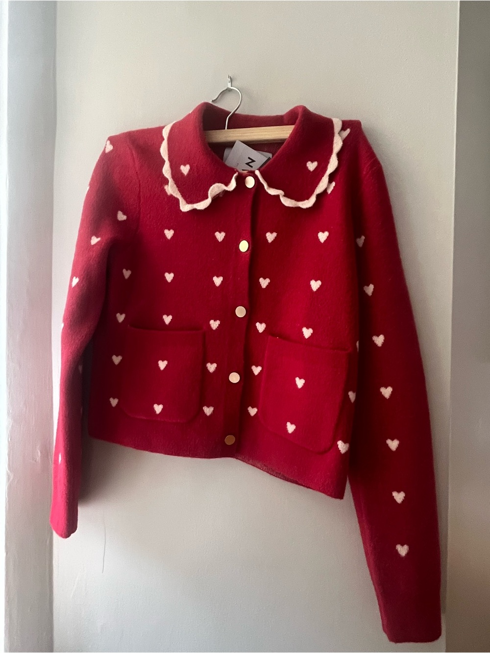 Anthropologie NWT size S red heart cardigan NVLT button closure